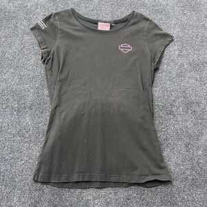 Harley-Davidson Shirt Womens‎ Large Black Pink Ribbon Breast Cancer Made USA